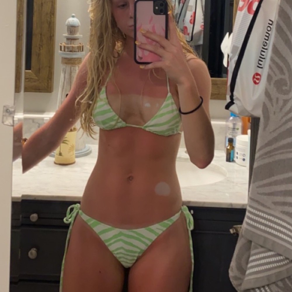 XS green zebra vinca triangl swimsuit